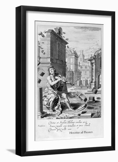 Amphion Builds the Walls of Thebes by the Music of His Violin, 1655-Michel de Marolles-Framed Giclee Print