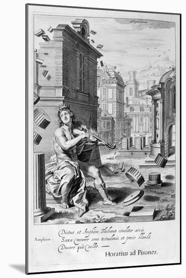 Amphion Builds the Walls of Thebes by the Music of His Violin, 1655-Michel de Marolles-Mounted Giclee Print