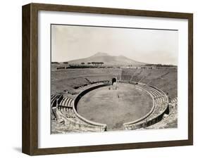 Amphitheater of Pompeii with Vesuvius in Background-Philip Gendreau-Framed Photographic Print