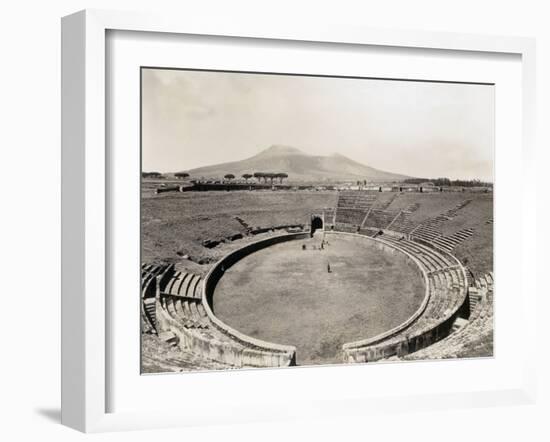 Amphitheater of Pompeii with Vesuvius in Background-Philip Gendreau-Framed Photographic Print