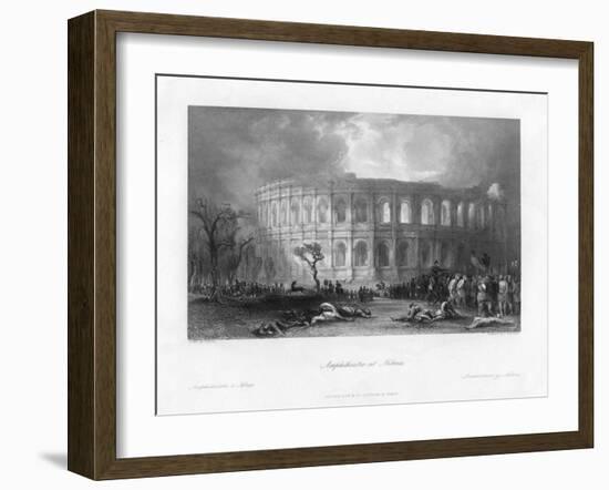 Amphitheatre at Nismes, France, 19th Century-S Bradshaw-Framed Giclee Print