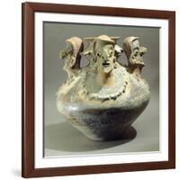 Amphora Decorated with Three Human Heads Originating from Bahia, Ecuador-null-Framed Giclee Print