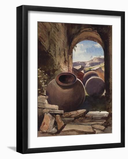 Amphorae in a Ruin, with Additions by a Borbone Pupil (Pencil, W/C and Gouache on Paper)-Giacinto Gigante-Framed Giclee Print