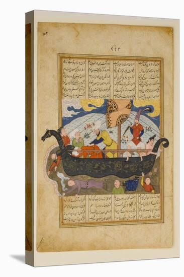 "Amr has the Infidels Thrown into the Sea", Folio from a Khavarannama (The Book of the East)-Persian School-Stretched Canvas