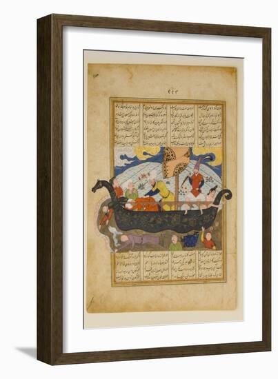 "Amr has the Infidels Thrown into the Sea", Folio from a Khavarannama (The Book of the East)-Persian School-Framed Giclee Print