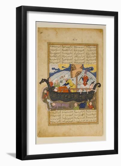 "Amr has the Infidels Thrown into the Sea", Folio from a Khavarannama (The Book of the East)-Persian School-Framed Giclee Print