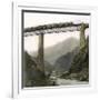 Amsteg (Switzerland), the Bridge of the Saint-Gothard Railroad, over the Reuss River, Circa 1865-Leon, Levy et Fils-Framed Photographic Print