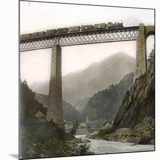 Amsteg (Switzerland), the Bridge of the Saint-Gothard Railroad, over the Reuss River, Circa 1865-Leon, Levy et Fils-Mounted Photographic Print
