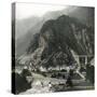 Amsteg (Switzerland), the Village and the Saint-Gothard's Railroad Bridge, Circa 1865-Leon, Levy et Fils-Stretched Canvas