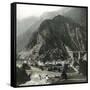 Amsteg (Switzerland), the Village and the Saint-Gothard's Railroad Bridge, Circa 1865-Leon, Levy et Fils-Framed Stretched Canvas