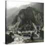 Amsteg (Switzerland), the Village and the Saint-Gothard's Railroad Bridge, Circa 1865-Leon, Levy et Fils-Stretched Canvas