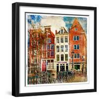 Amsterdam - Artwork In Painting Style-Maugli-l-Framed Premium Giclee Print