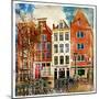 Amsterdam - Artwork In Painting Style-Maugli-l-Mounted Premium Giclee Print