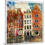 Amsterdam - Artwork In Painting Style-Maugli-l-Mounted Premium Giclee Print