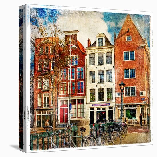 Amsterdam - Artwork In Painting Style-Maugli-l-Stretched Canvas