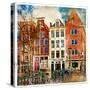 Amsterdam - Artwork In Painting Style-Maugli-l-Stretched Canvas