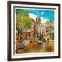 Amsterdam - Artwork In Painting Style-Maugli-l-Framed Premium Giclee Print