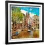 Amsterdam - Artwork In Painting Style-Maugli-l-Framed Premium Giclee Print