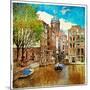 Amsterdam - Artwork In Painting Style-Maugli-l-Mounted Premium Giclee Print