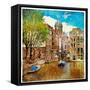 Amsterdam - Artwork In Painting Style-Maugli-l-Framed Stretched Canvas