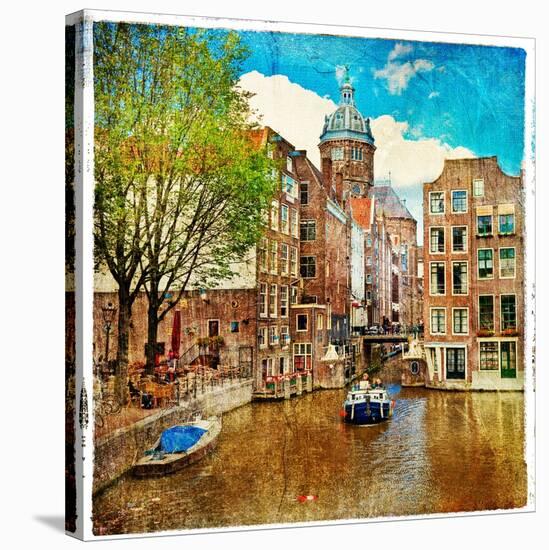 Amsterdam - Artwork In Painting Style-Maugli-l-Stretched Canvas