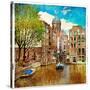 Amsterdam - Artwork In Painting Style-Maugli-l-Stretched Canvas