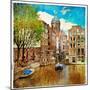 Amsterdam - Artwork In Painting Style-Maugli-l-Mounted Premium Giclee Print