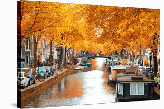 Amsterdam Autumn. Beautiful Places in Europe-Skreidzeleu-Stretched Canvas