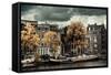 Amsterdam Autumn Colors-Erin Berzel-Framed Stretched Canvas