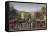 Amsterdam Bicycles on Bridge over Canal-Anna Miller-Framed Stretched Canvas