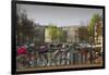 Amsterdam Bicycles on Bridge over Canal-Anna Miller-Framed Photographic Print