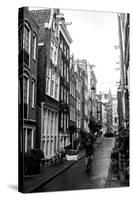 Amsterdam Black and White Street-Erin Berzel-Stretched Canvas