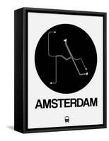 Amsterdam Black Subway Map-NaxArt-Framed Stretched Canvas