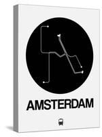 Amsterdam Black Subway Map-NaxArt-Stretched Canvas