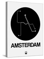 Amsterdam Black Subway Map-NaxArt-Stretched Canvas