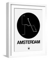 Amsterdam Black Subway Map-NaxArt-Framed Art Print