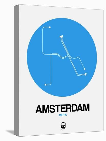 Amsterdam Blue Subway Map-NaxArt-Stretched Canvas