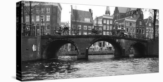 Amsterdam Buildings by Canal with Bridge-Anna Miller-Stretched Canvas