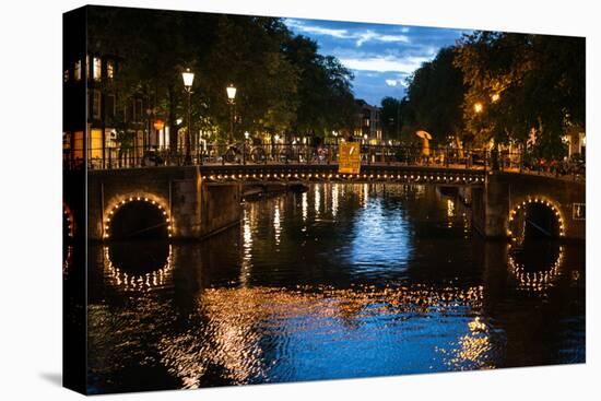 Amsterdam Canal at Night I-Erin Berzel-Stretched Canvas