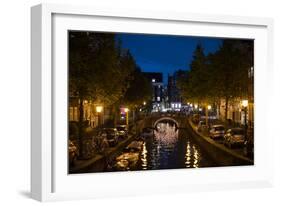 Amsterdam Canal at Night II-Erin Berzel-Framed Photographic Print