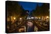 Amsterdam Canal at Night II-Erin Berzel-Stretched Canvas