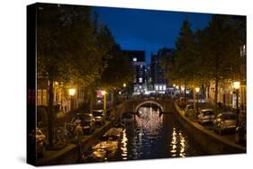 Amsterdam Canal at Night II-Erin Berzel-Stretched Canvas