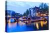 Amsterdam Canals at Dusk-Fraser Hall-Stretched Canvas