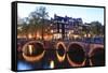 Amsterdam Canals at Dusk-Fraser Hall-Framed Stretched Canvas