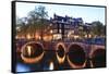 Amsterdam Canals at Dusk-Fraser Hall-Framed Stretched Canvas