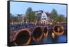 Amsterdam Canals at Dusk-Fraser Hall-Framed Stretched Canvas