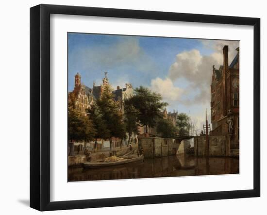 Amsterdam City View with Houses on the Herengracht and the old Haarlemmersluis, c.1670-Jan Van Der Heyden-Framed Giclee Print