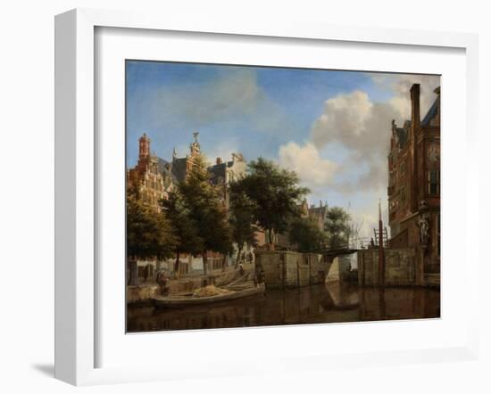 Amsterdam City View with Houses on the Herengracht and the old Haarlemmersluis, c.1670-Jan Van Der Heyden-Framed Giclee Print