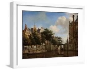 Amsterdam City View with Houses on the Herengracht and the old Haarlemmersluis, c.1670-Jan Van Der Heyden-Framed Giclee Print