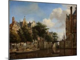 Amsterdam City View with Houses on the Herengracht and the old Haarlemmersluis, c.1670-Jan Van Der Heyden-Mounted Giclee Print